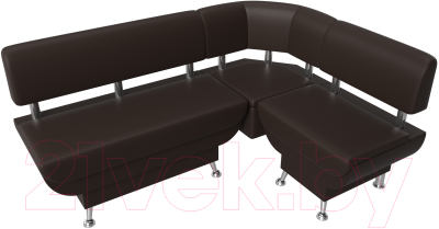 Уголок кухонный мягкий Лига Диванов Альфа правый / 116735 (экокожа коричневый)