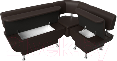 Уголок кухонный мягкий Лига Диванов Альфа правый / 116735 (экокожа коричневый)