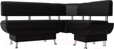 Уголок кухонный мягкий Лига Диванов Альфа правый / 116736 (экокожа черный)