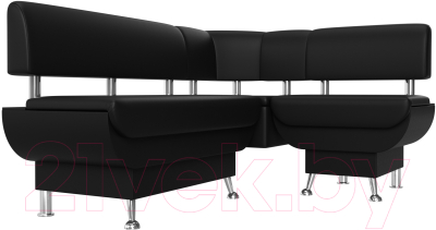 Уголок кухонный мягкий Лига Диванов Альфа правый / 116736 (экокожа черный)