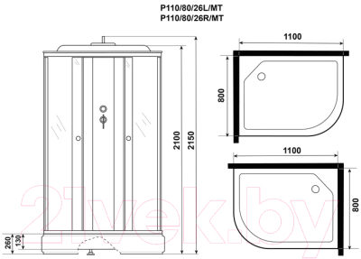 Душевая кабина Niagara Promo P110/80/26L/MT 110x80x215