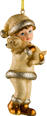 Елочная игрушка Erich Krause Decor Мальчик с собачкой золотой / 56462 - фото