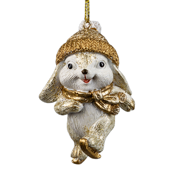 Елочная игрушка Erich Krause Decor Зайка на коньках золотой / 58960 - фото