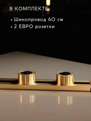 Комплект трековых розеток Track socket Шинопровод 60см + 2 Евро розетки