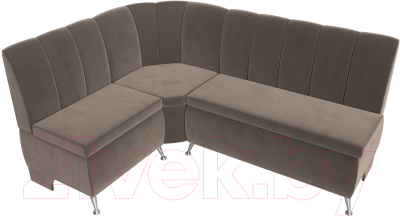 Уголок кухонный мягкий Лига Диванов Кантри левый / 106840L (велюр коричневый)
