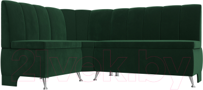 Уголок кухонный мягкий Лига Диванов Кантри левый / 106842L (велюр зеленый) - фото