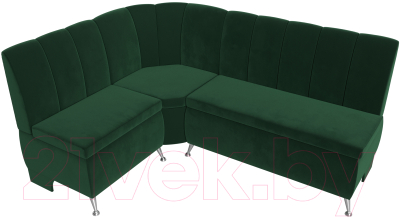 Уголок кухонный мягкий Лига Диванов Кантри левый / 106842L (велюр зеленый)
