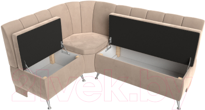 Уголок кухонный мягкий Лига Диванов Кантри левый / 106843L (велюр бежевый)