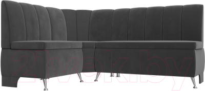 Уголок кухонный мягкий Лига Диванов Кантри левый / 106844L (велюр серый) - фото