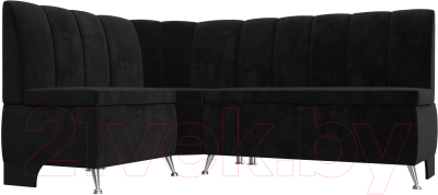 Уголок кухонный мягкий Лига Диванов Кантри левый / 106845L (велюр черный) - фото