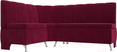 Уголок кухонный мягкий Лига Диванов Кантри левый / 113370L (микровельвет бордовый) - фото