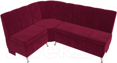 Уголок кухонный мягкий Лига Диванов Кантри левый / 113370L (микровельвет бордовый)