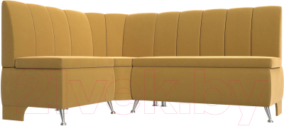 Уголок кухонный мягкий Лига Диванов Кантри левый / 113371L (микровельвет желтый) - фото