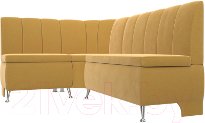 Уголок кухонный мягкий Лига Диванов Кантри левый / 113371L (микровельвет желтый)