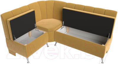 Уголок кухонный мягкий Лига Диванов Кантри левый / 113371L (микровельвет желтый)