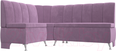 Уголок кухонный мягкий Лига Диванов Кантри левый / 113373L (микровельвет сиреневый) - фото
