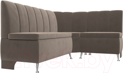 Уголок кухонный мягкий Лига Диванов Кантри правый / 106840 (велюр коричневый)