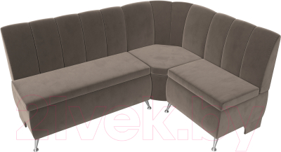 Уголок кухонный мягкий Лига Диванов Кантри правый / 106840 (велюр коричневый)