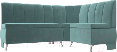 Уголок кухонный мягкий Лига Диванов Кантри правый / 106841 (велюр бирюзовый) - фото