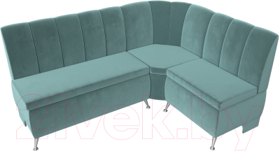 Уголок кухонный мягкий Лига Диванов Кантри правый / 106841 (велюр бирюзовый)