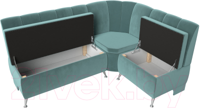 Уголок кухонный мягкий Лига Диванов Кантри правый / 106841 (велюр бирюзовый)
