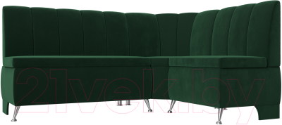 Уголок кухонный мягкий Лига Диванов Кантри правый / 106842 (велюр зеленый) - фото