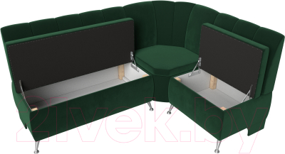 Уголок кухонный мягкий Лига Диванов Кантри правый / 106842 (велюр зеленый)