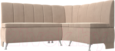 Уголок кухонный мягкий Лига Диванов Кантри правый / 106843 (велюр бежевый) - фото