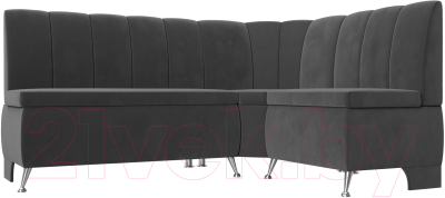 Уголок кухонный мягкий Лига Диванов Кантри правый / 106844 (велюр серый) - фото