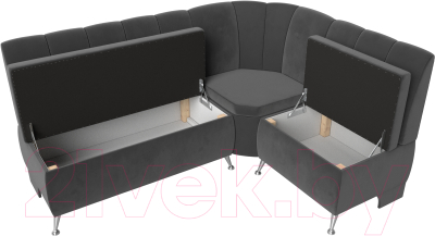 Уголок кухонный мягкий Лига Диванов Кантри правый / 106844 (велюр серый)