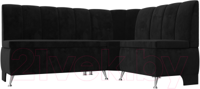 Уголок кухонный мягкий Лига Диванов Кантри правый / 106845 (велюр черный) - фото