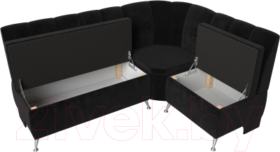 Уголок кухонный мягкий Лига Диванов Кантри правый / 106845 (велюр черный)
