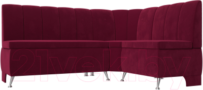 Уголок кухонный мягкий Лига Диванов Кантри правый / 113370 (микровельвет бордовый) - фото