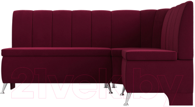 Уголок кухонный мягкий Лига Диванов Кантри правый / 113370 (микровельвет бордовый)