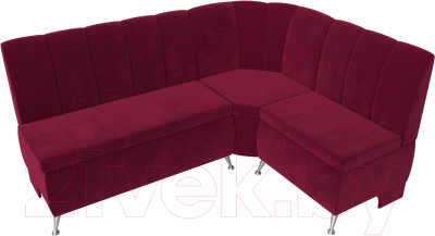 Уголок кухонный мягкий Лига Диванов Кантри правый / 113370 (микровельвет бордовый)
