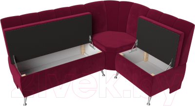 Уголок кухонный мягкий Лига Диванов Кантри правый / 113370 (микровельвет бордовый)