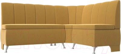 Уголок кухонный мягкий Лига Диванов Кантри правый / 113371 (микровельвет желтый) - фото
