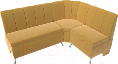 Уголок кухонный мягкий Лига Диванов Кантри правый / 113371 (микровельвет желтый)