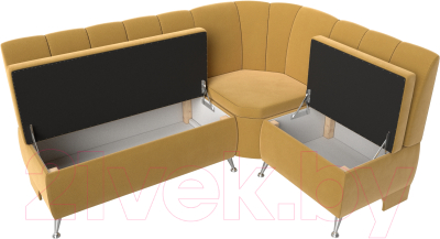Уголок кухонный мягкий Лига Диванов Кантри правый / 113371 (микровельвет желтый)