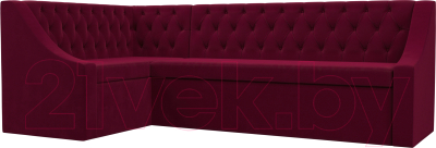 Уголок кухонный мягкий Лига Диванов Мерлин левый / 109417L (микровельвет бордовый) - фото