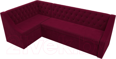 Уголок кухонный мягкий Лига Диванов Мерлин левый / 109417L (микровельвет бордовый)