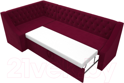 Уголок кухонный мягкий Лига Диванов Мерлин левый / 109417L (микровельвет бордовый)