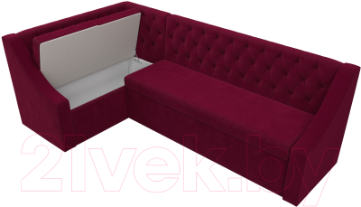 Уголок кухонный мягкий Лига Диванов Мерлин левый / 109417L (микровельвет бордовый)