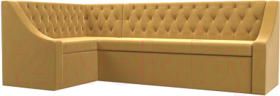 Уголок кухонный мягкий Лига Диванов Мерлин левый / 109418L (микровельвет желтый) - фото