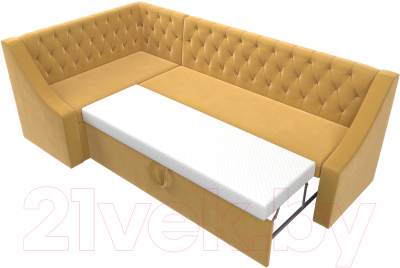 Уголок кухонный мягкий Лига Диванов Мерлин левый / 109418L (микровельвет желтый)
