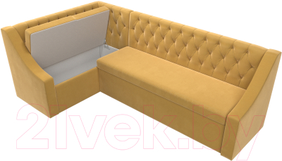 Уголок кухонный мягкий Лига Диванов Мерлин левый / 109418L (микровельвет желтый)