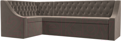 Уголок кухонный мягкий Лига Диванов Мерлин левый / 109424L (велюр коричневый) - фото