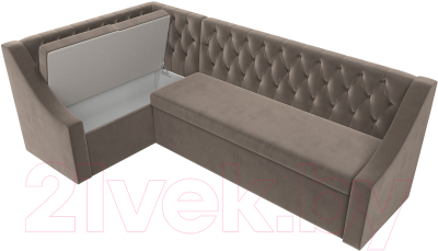 Уголок кухонный мягкий Лига Диванов Мерлин левый / 109424L (велюр коричневый)