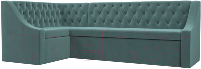 Уголок кухонный мягкий Лига Диванов Мерлин левый / 109425L (велюр бирюзовый) - фото
