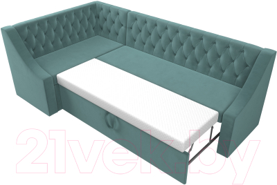 Уголок кухонный мягкий Лига Диванов Мерлин левый / 109425L (велюр бирюзовый)